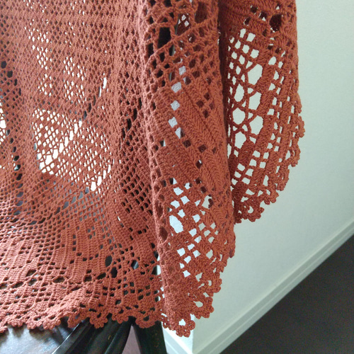 フリンジ付きオレンジベージュ、三角ストール フリンジ付きオレンジベージュ、三角ストール