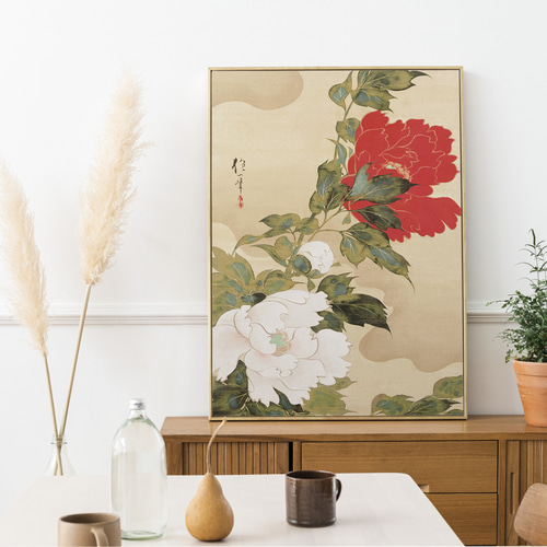 NO.542】牡丹の和モダンな日本画アートポスター大正ロマン和室