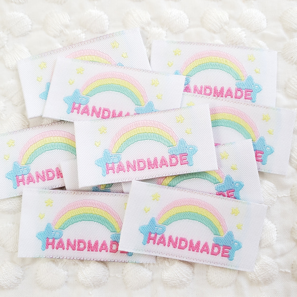布タグ タグ 織りタグ 虹 にじ レインボー ゆめかわ 10枚セット