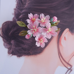 桜髪飾り　桜ブローチ　（和装ヘアアクセサリー　訪問着　振り袖　和雑貨　成人式　結婚式　卒業式） 2枚目の画像