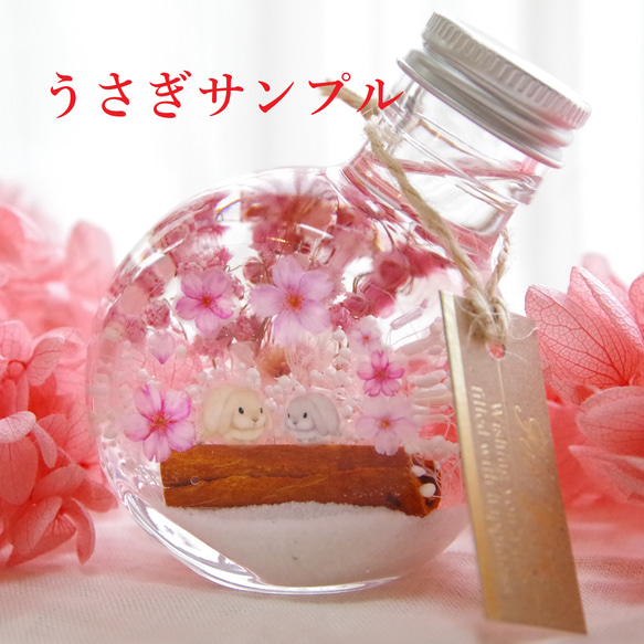 【新作！選べるどうぶつ 再販3】シアワセの瓶ヅメ～桜色の春の空　可愛らしく。優しく。心和む桜色の春。 11枚目の画像