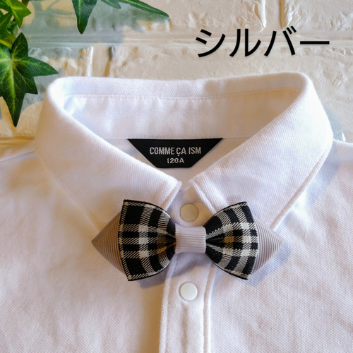 キッズ 蝶ネクタイ ☆ チェック柄 リボン ヘアクリップにも！ 子供服