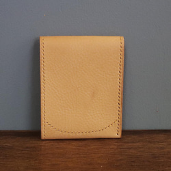 【イベント展示品】総手縫い 薄型コンパクト財布／⑤バケッタ800ベージュ 2枚目の画像