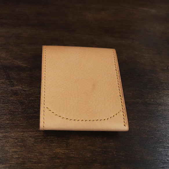 【イベント展示品】総手縫い 薄型コンパクト財布／⑤バケッタ800ベージュ 5枚目の画像