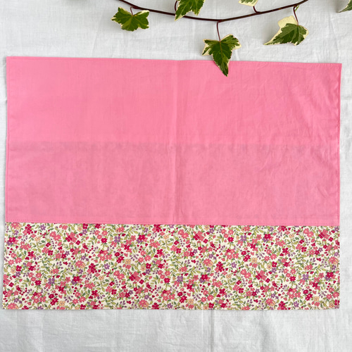 お弁当袋3点セット(ローズピンクレース付き花柄)コップ袋、お弁当袋