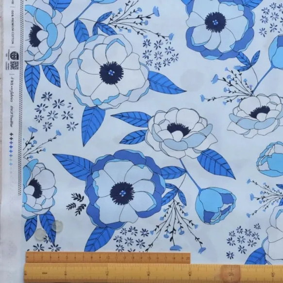 生地　Sprinkled Peonies Azul　-TBL89503　-ART GALLERY FABRICS　 4枚目の画像