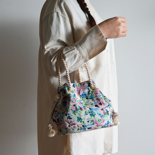 数量限定！イタリア製 2way ボタニカルハイクラスジャガード織 マリン  