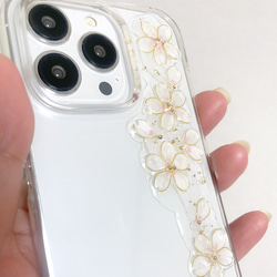 iPhone15pro iPhone14pro 桜咲く スマホケース クリアケース お花 ピンク サクラ 全機種対応 9枚目の画像