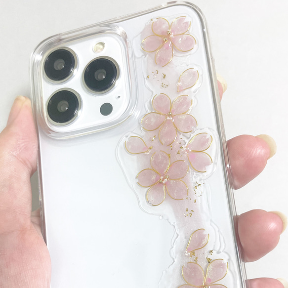 iPhone15pro iPhone14pro 櫻花智慧型手機保護殼透明保護殼花粉色櫻花相容於所有型號 第6張的照片