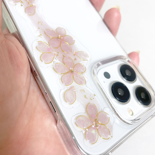 iPhone15Pro/ハードケース/ハンドメイド/レジン/スマホケース/桜 iPhone17 iPhone16 iPhone15pro 桜咲く スマホケース クリアケース
