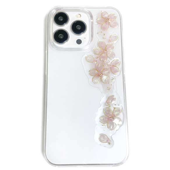 iPhone15pro iPhone14pro 櫻花智慧型手機保護殼透明保護殼花粉色櫻花相容於所有型號 第13張的照片
