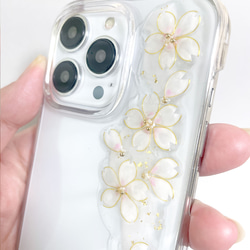 iPhone15pro iPhone14pro 桜咲く スマホケース クリアケース お花 ピンク サクラ 全機種対応 12枚目の画像