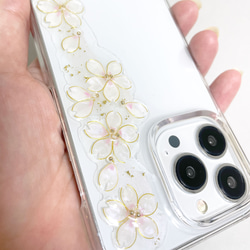 iPhone15pro iPhone14pro 櫻花智慧型手機保護殼透明保護殼花粉色櫻花相容於所有型號 第10張的照片