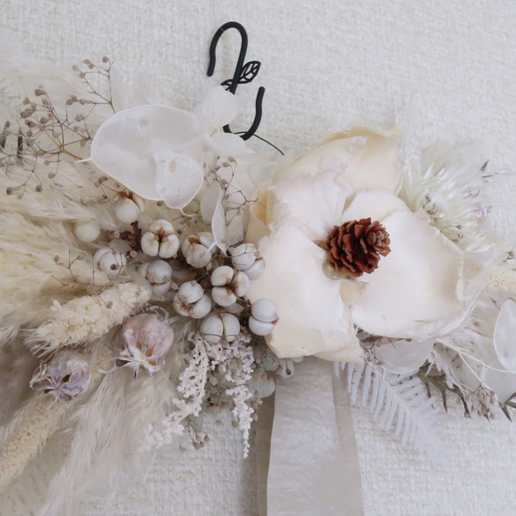 ホワイト系大人シックな横長スワッグ 5枚目の画像