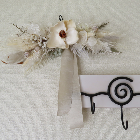 ホワイト系大人シックな横長スワッグ 2枚目の画像