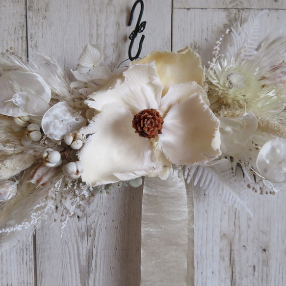 ホワイト系大人シックな横長スワッグ 6枚目の画像