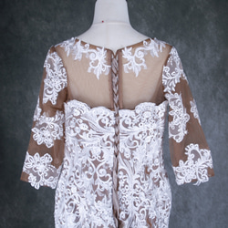 ウェディングドレス 七分袖丈 裾に繊細レースをあしらった 編み上げ マーメイドライン 4L大きいサイズ 結婚式 5枚目の画像