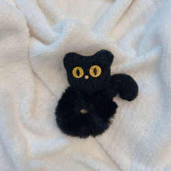 くろねこ　ねこ　シュシュ　ヘアゴム　ブラックキャット　黒猫　猫　ヘアアクセサリー　クリップ　ヘアクリップ　ネコ 1枚目の画像
