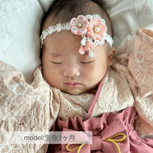 レースフラワー ヘアバンド ベビーヘアバンド 髪飾り つまみ細工