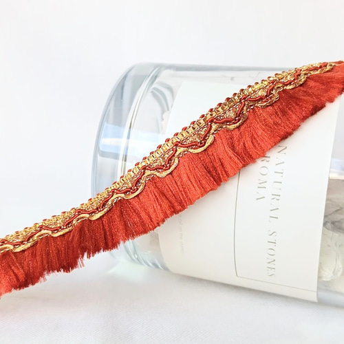 1m】【20mm幅】【ワインレッド】インド刺繍リボン フリンジリボン