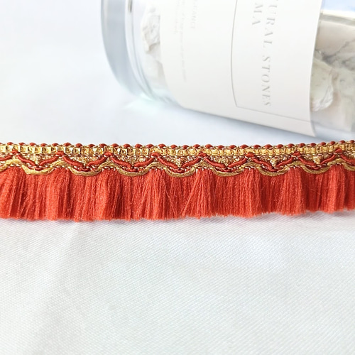 1m】【20mm幅】【ワインレッド】インド刺繍リボン フリンジリボン