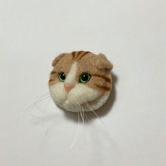 羊毛フェルト 猫ブローチ スコティッシュフォールド 2枚目の画像