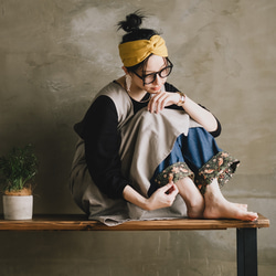 ロールアップ専用パンツ！ウィリアムモリス ゆったり履ける デニム パンツ いちご泥棒 ブラック 14枚目の画像