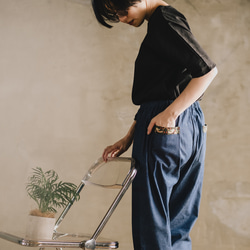 ロールアップ専用パンツ！ウィリアムモリス ゆったり履ける デニム パンツ いちご泥棒 ブラック 17枚目の画像