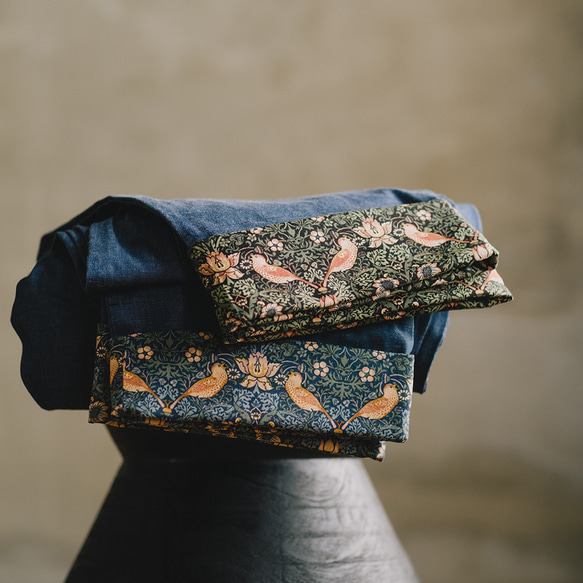 ロールアップ専用パンツ！ウィリアムモリス ゆったり履ける デニム パンツ いちご泥棒 ブラック 18枚目の画像