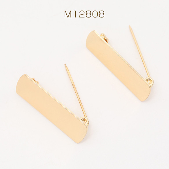 M12808 3個 プレートブローチピン ネームプレートブローチ金具