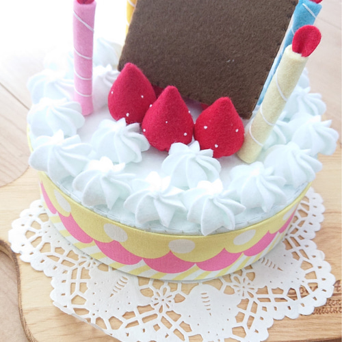 フェルトケーキ (帯柄黄色)ハーフバースデーケーキ アニバーサリー