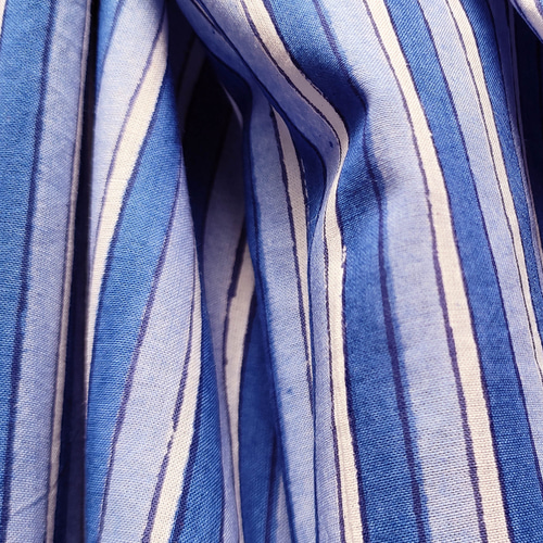 2．5mカット済み ハンドブロックプリント布 インドコットン ブルー