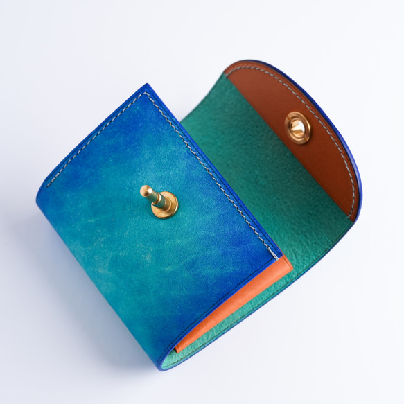 flap mini wallet [ ブルーグラデーション ] 夜空 オコシ金具 ver. ミニ財布 9枚目の画像