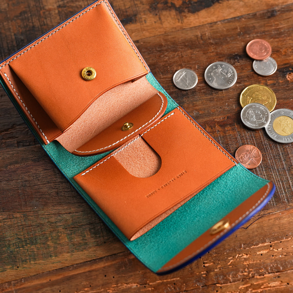 flap mini wallet [ ブルーグラデーション ] 夜空 オコシ金具 ver. ミニ財布 4枚目の画像