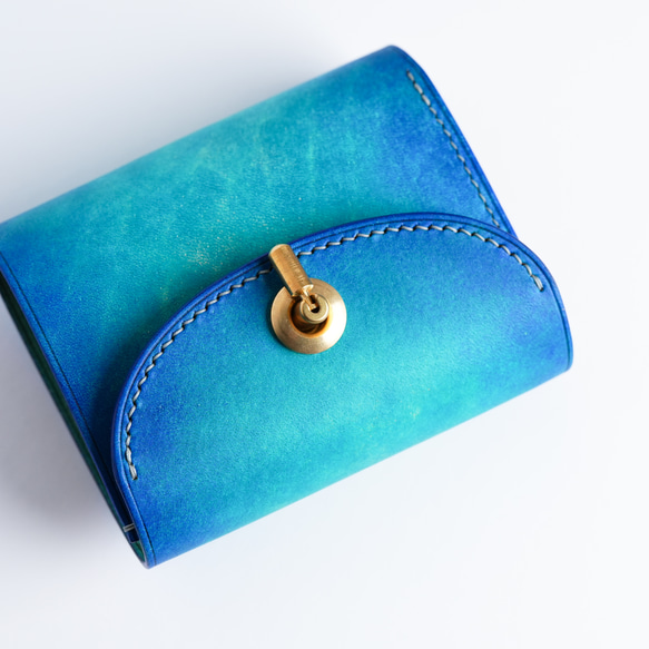 flap mini wallet [ ブルーグラデーション ] 夜空 オコシ金具 ver. ミニ財布 7枚目の画像