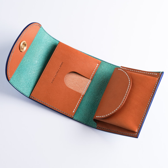 flap mini wallet [ ブルーグラデーション ] オコシ金具 ver. ミニ財布 11枚目の画像