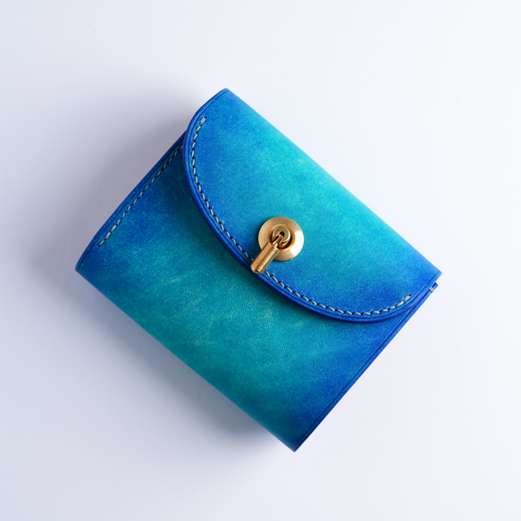 flap mini wallet [ ブルーグラデーション ] 夜空 オコシ金具 ver. ミニ財布 6枚目の画像