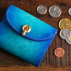flap mini wallet [ ブルーグラデーション ] 夜空 オコシ金具 ver. ミニ財布 3枚目の画像