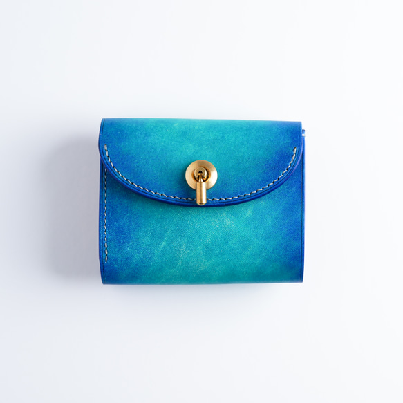 flap mini wallet [ ブルーグラデーション ] 夜空 オコシ金具 ver. ミニ財布 5枚目の画像