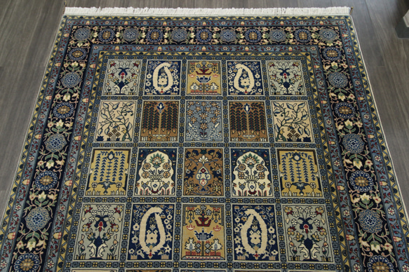 ヴィンテージラグ　ペルシャ絨毯　庭園模様　ヘシティデザイン　オールド手織り絨毯　151x243cm　＃175 8枚目の画像