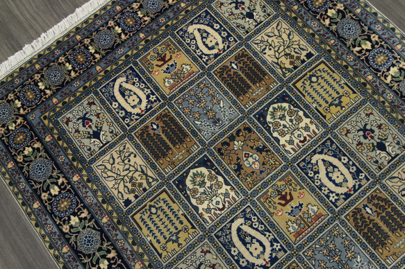 ヴィンテージラグ　ペルシャ絨毯　庭園模様　ヘシティデザイン　オールド手織り絨毯　151x243cm　＃175 3枚目の画像