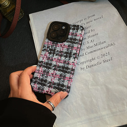 スマホケース　チェック柄　iPhoneケース 　ピンク　大人で可愛い　高級感　 3枚目の画像