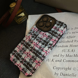 スマホケース　チェック柄　iPhoneケース 　ピンク　大人で可愛い　高級感　 2枚目の画像