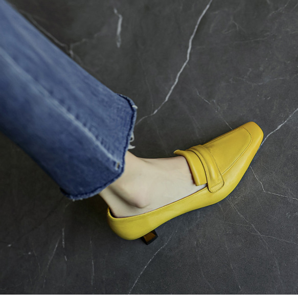 ヒールローヒール パンプスヒール 黄色 大人可愛い 靴 レディース シューズ 革靴 レディース ハイヒール 贈り物 9枚目の画像