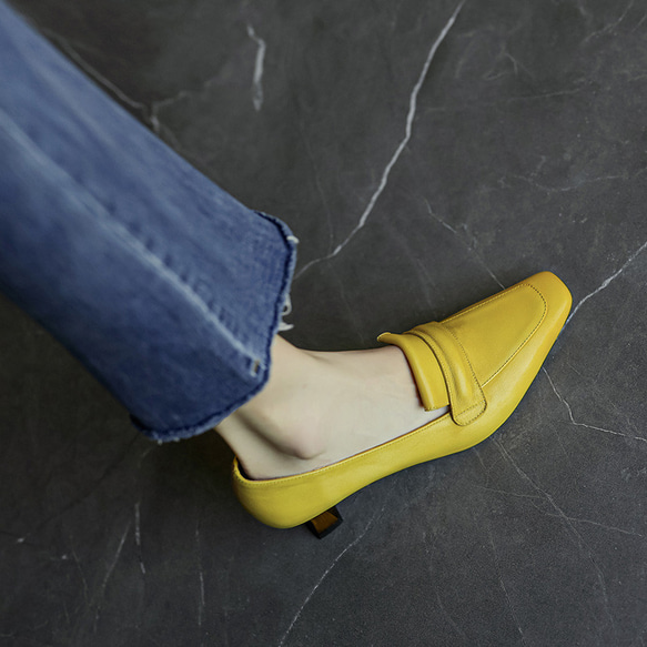 ヒールローヒール パンプスヒール 黄色 大人可愛い 靴 レディース シューズ 革靴 レディース ハイヒール 贈り物 14枚目の画像