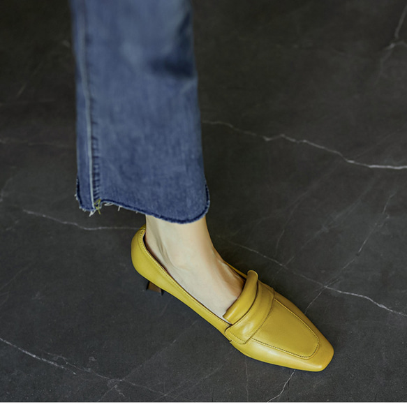 ヒールローヒール パンプスヒール 黄色 大人可愛い 靴 レディース シューズ 革靴 レディース ハイヒール 贈り物 10枚目の画像