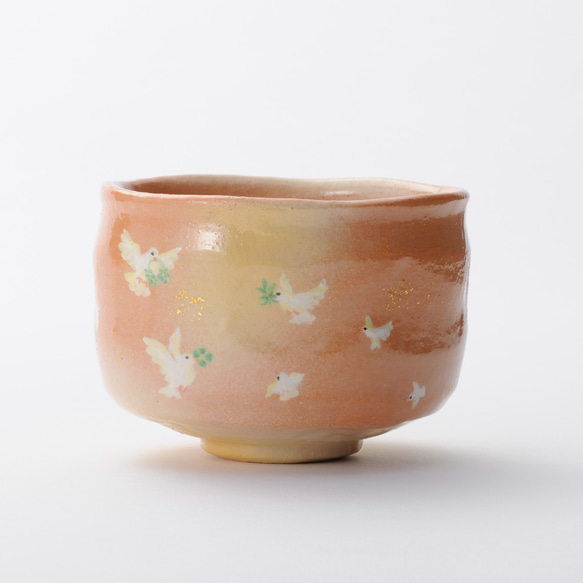 勅題茶碗〚平和 鳩の絵〛 抹茶碗　楽焼　茶道具　和　手描き　2024年 楽入窯