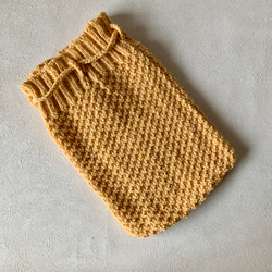 湯たんぽカバー　クッションカバー　手編み　ニット　ケーブル編み　くさり編み 8枚目の画像