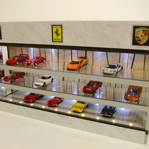 1/64展示30台可・3層式 白大理石・ディスプレーBOX / ネオジオラマ
