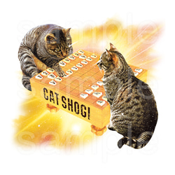 おもしろねこ長袖Tシャツ「CAT SHOGI」 2枚目の画像